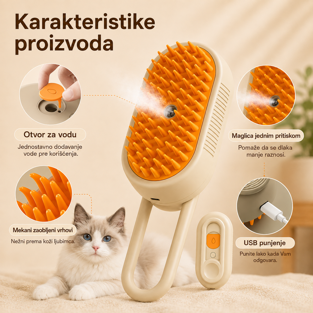 Elvora 4u1 Četka za Ljubimce sa Parom