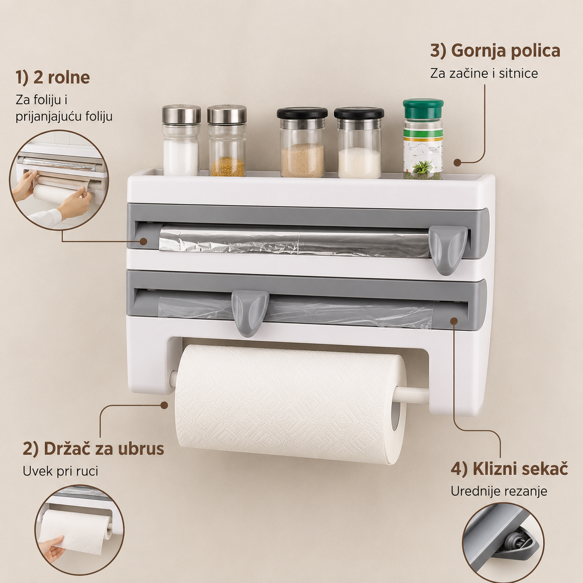 Elvora Zidni Kuhinjski Organizer 4u1